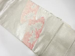 霞取りに花模様織出し名古屋帯